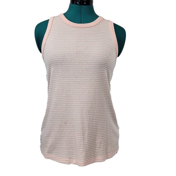 Old Navy Tops - Old Navy Slim Fit Striped Tank Pink & White Medium